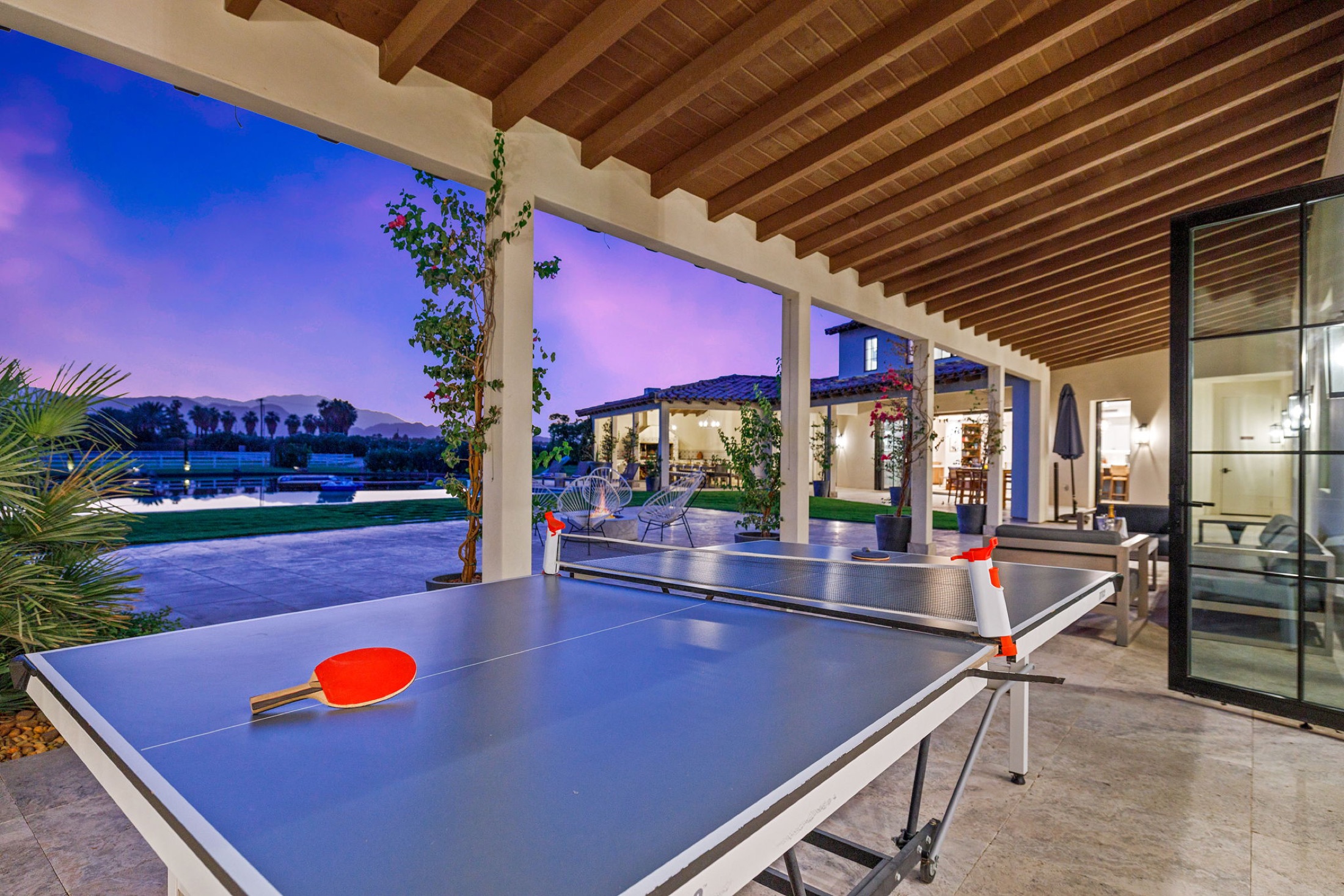 Covered patio lounge and hang space