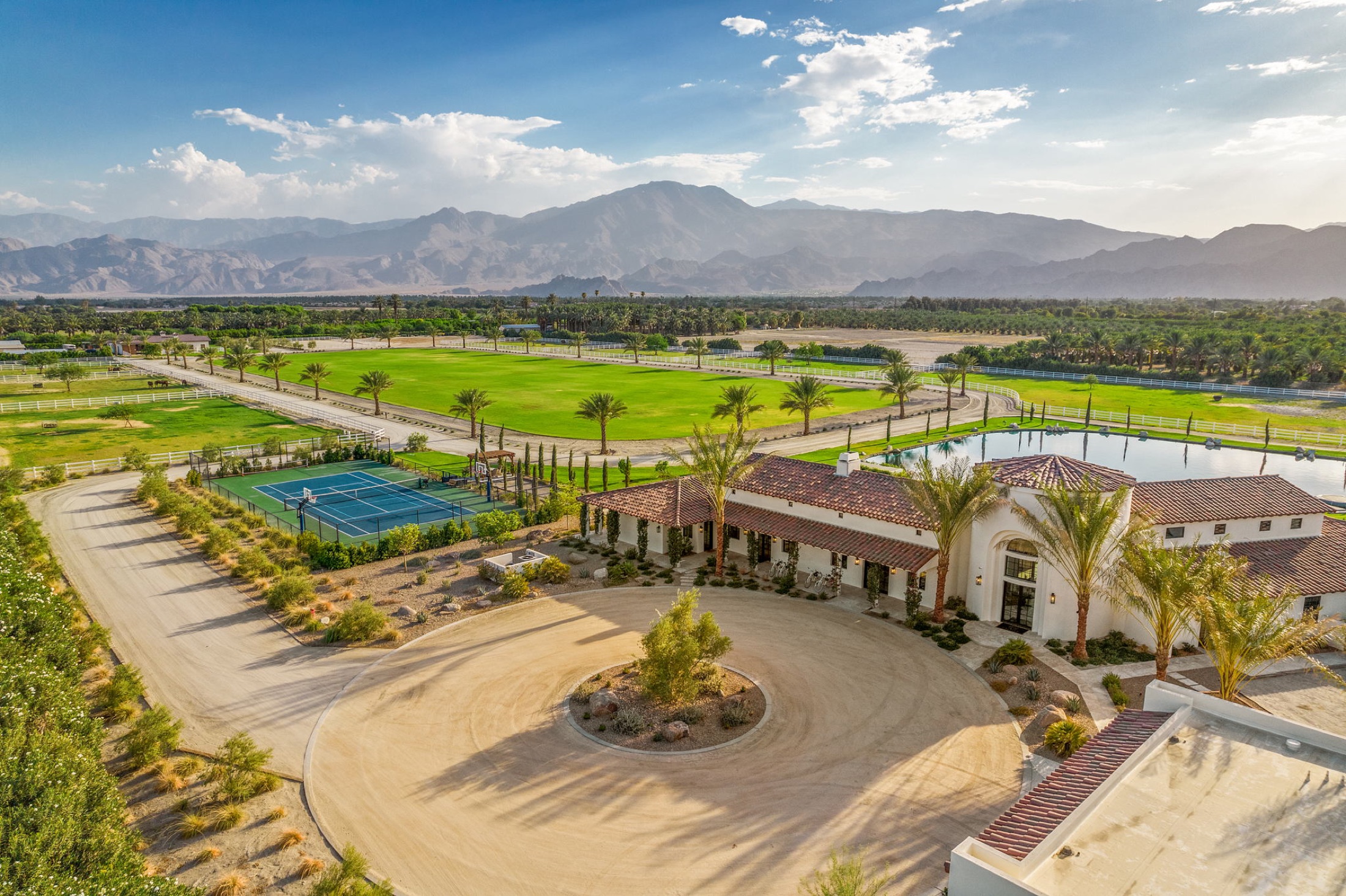 Aerial view of the gated entrance